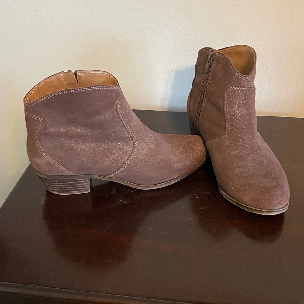 Orthaheel Women's Sparkle Suede Ankle Booties - Brown